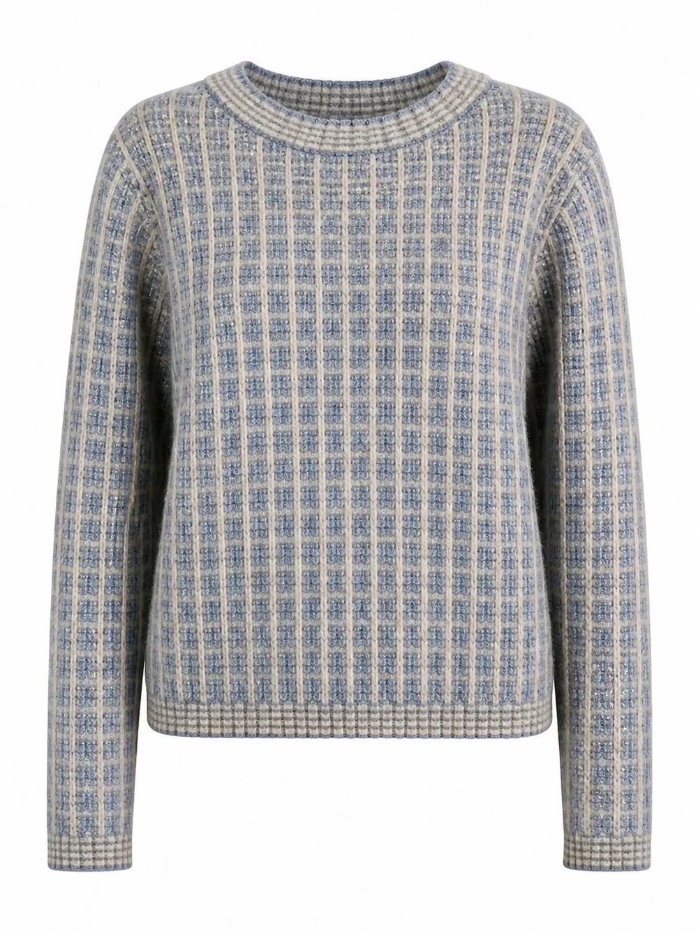 Talbots Light Blue & White Tweed Button Cardigan